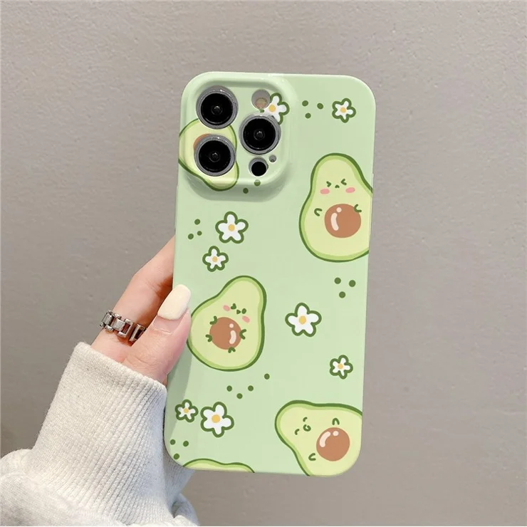 For iPhone 15 Pro Max Case Cartoon Avocado Pattern Hard PC Anti-Scratch Phone Cover