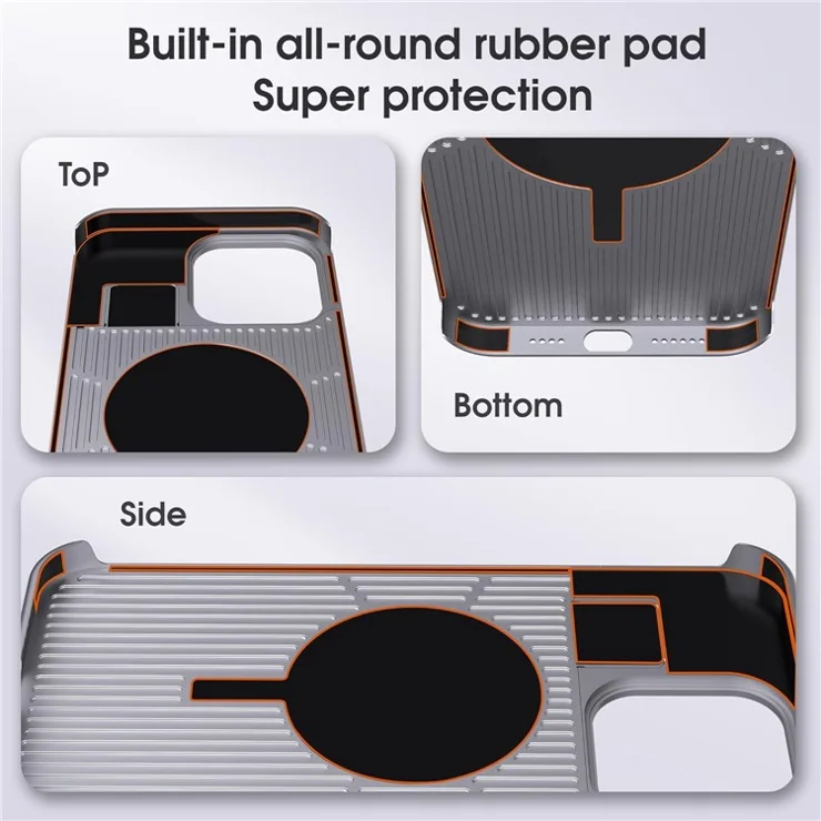 For iPhone 13 Pro Max Magnetic Case Leather+Aluminium Alloy Borderless Aromatherapy Phone Cover - Brown