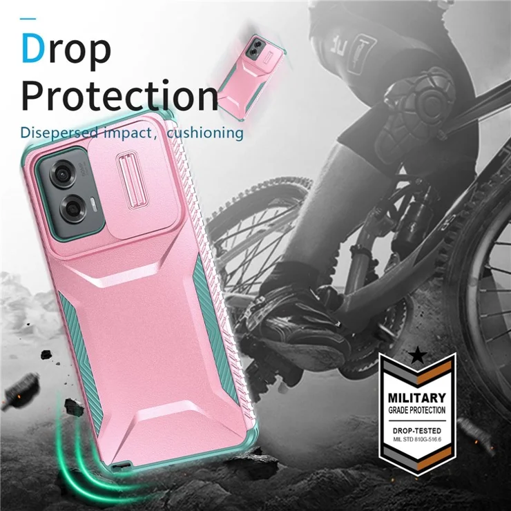 For Motorola Moto G Stylus 5G (2024) Case Camera Lid TPU+PC Drop Protection Phone Cover - Pink / Grey Green