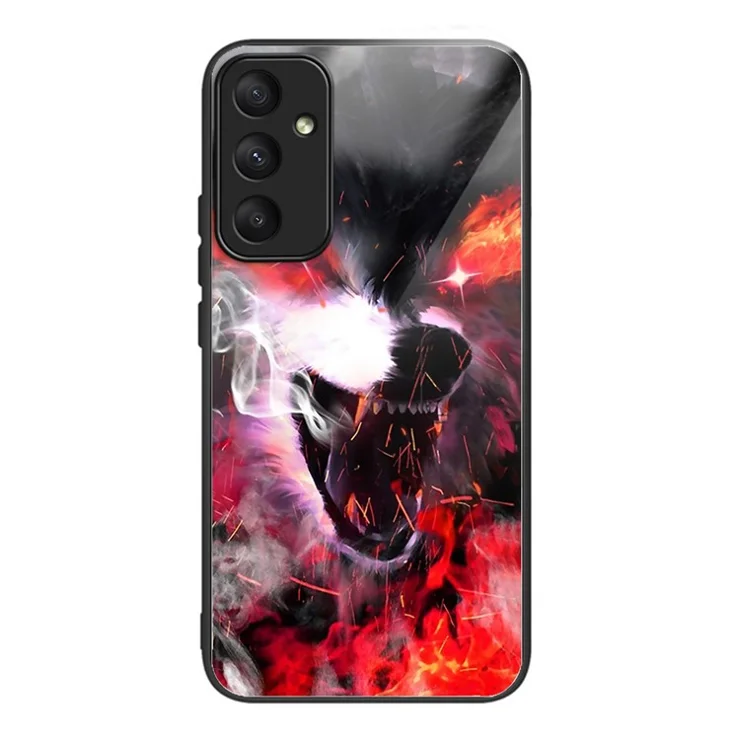 For Samsung Galaxy A15 4G / 5G Case TPU+Tempered Glass Printed Pattern Phone Cover - Fierce Wolf