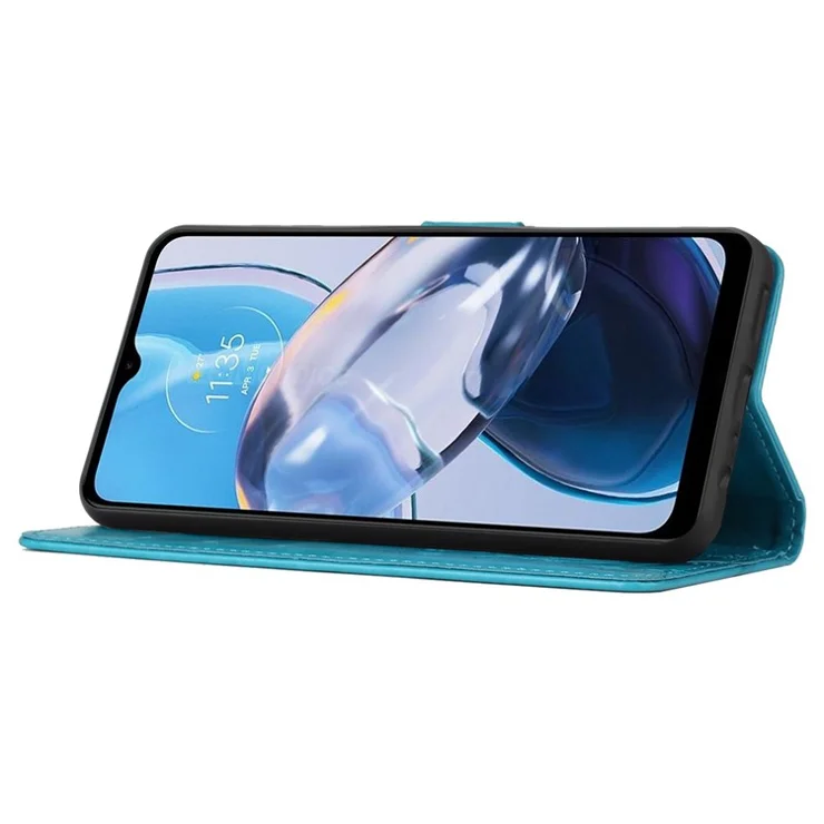 For Motorola Moto G84 5G Leather Case Butterfly Floral Shockproof Phone Cover with Wallet - Blue