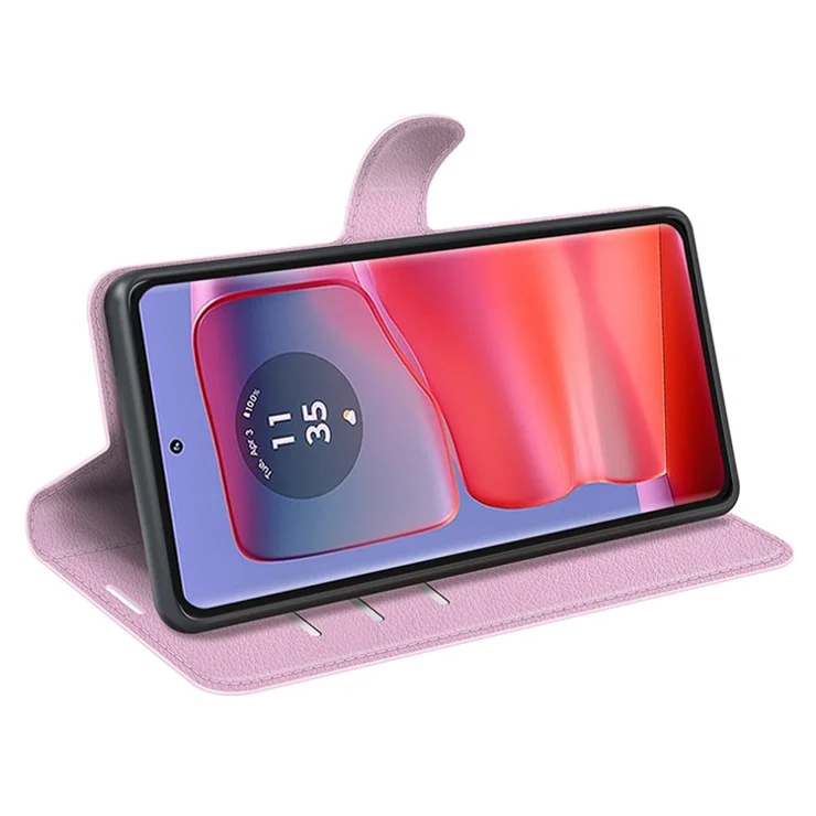 For Motorola Edge 50 Pro 5G Case Litchi Texture Stand Wallet Phone Leather Cover - Pink