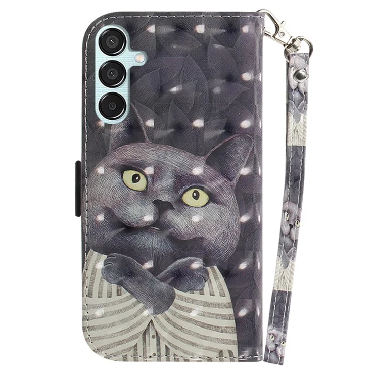 For Samsung Galaxy M15 5G / F15 5G Case 3D Printed Pattern Leather Phone Cover - Embracing Cat