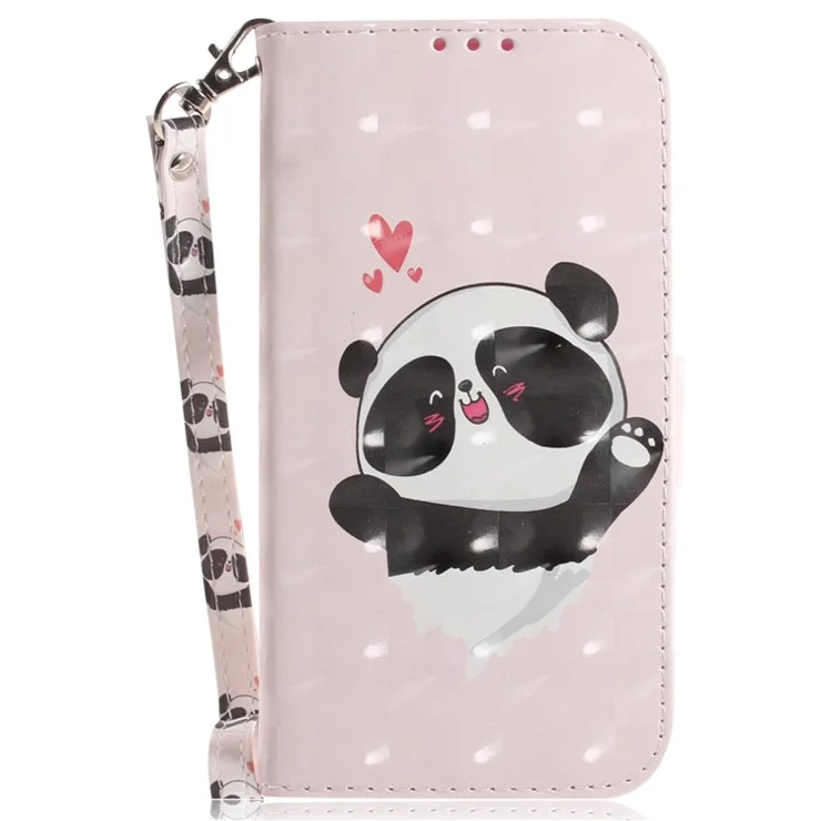 For Samsung Galaxy M55 5G / C55 5G / F55 5G Case Pattern Printing Wallet Leather Phone Cover - Love Heart Panda