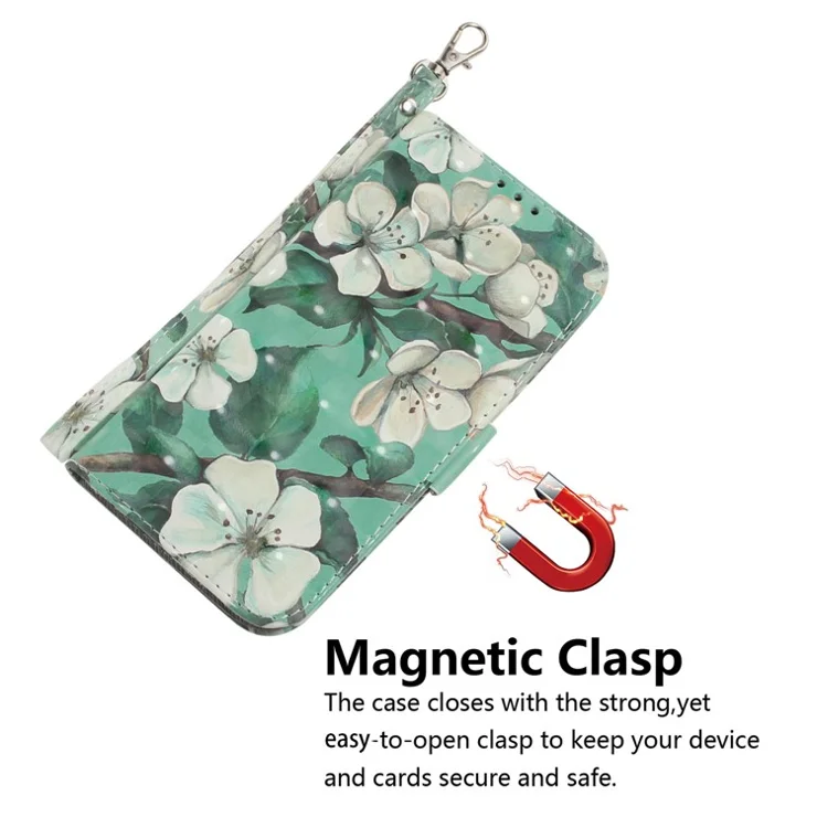 For Samsung Galaxy M55 5G / C55 5G / F55 5G Case Pattern Printing Wallet Leather Phone Cover - Watercolor Flowers