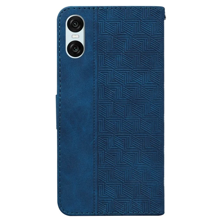 For Sony Xperia 10 VI Case Geometry PU Leather Flip Wallet Phone Cover - Blue