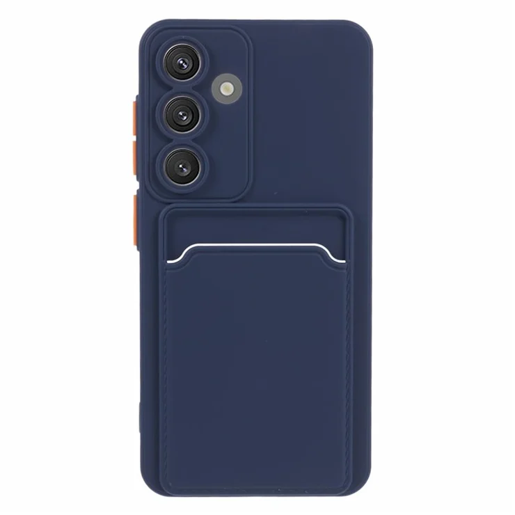 For Samsung Galaxy A55 5G Case Card Slot Anti-scratch Soft TPU Phone Back Cover - Dark Blue