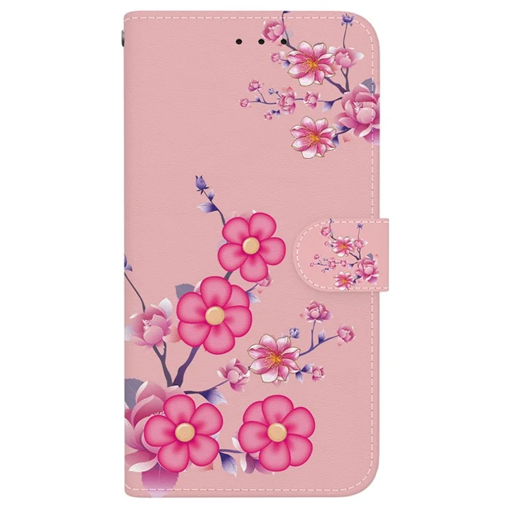 For iPhone 16e Case Pattern Print Scratch-Proof Leather Phone Cover with Wallet - Sakura