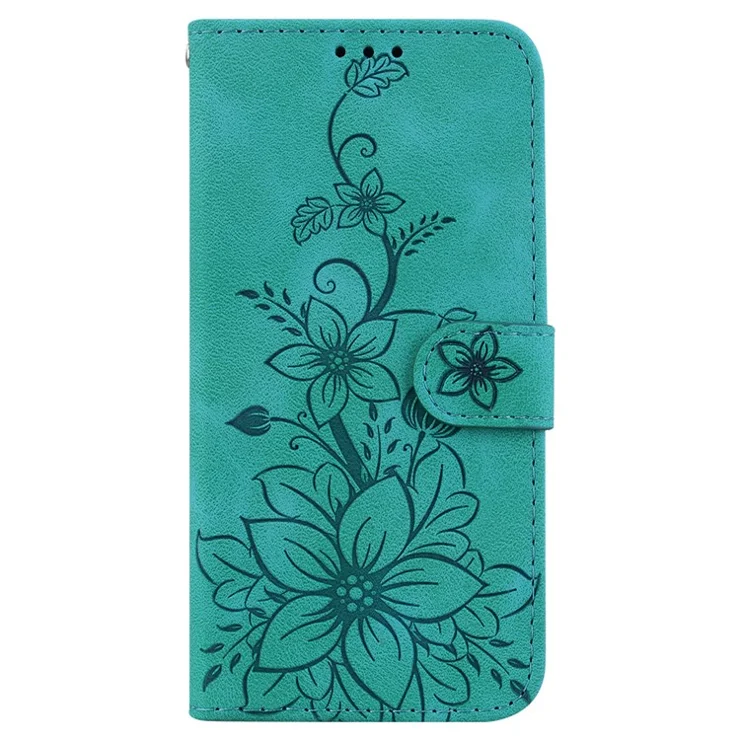 For iPhone 16e Cell Phone Cases Floral Imprinted PU Leather Flip Protective Cover - Green