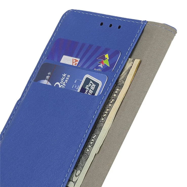 For iPhone 16 Case PU Leather Wallet Card Slots Folio Flip Phone Cover - Blue