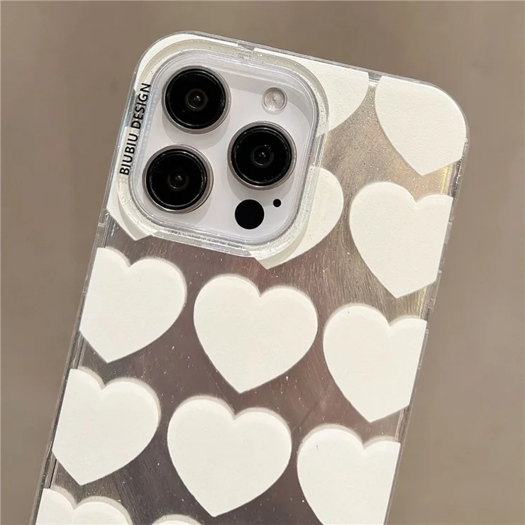 For iPhone 15 Pro Case Slim-Fit Phone Back Cover Wholesale TPU+PC Phone Protective Shell - White Heart