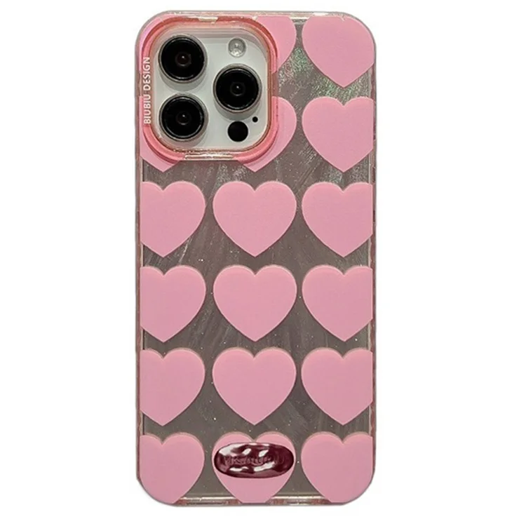 For iPhone 15 Pro Max Slim-Fit Phone Case Wholesale TPU+PC Phone Cover Shell - Pink Heart