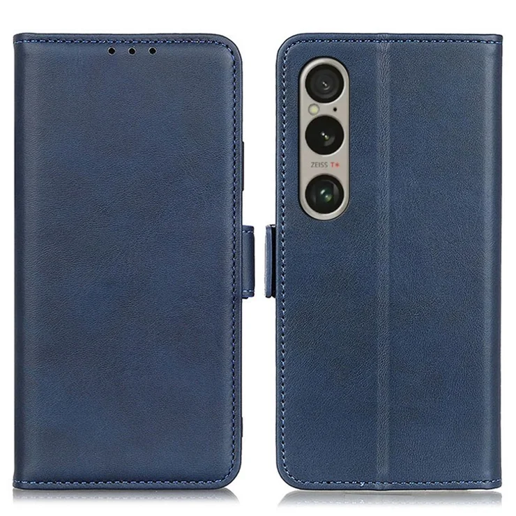 For Sony Xperia 1 VI Case Side Magnetic Clasp Leather Wallet Phone Cover - Blue
