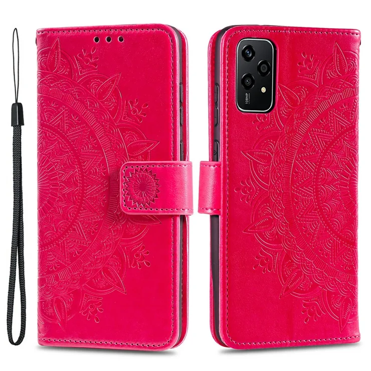 Xinyunew Custodia A Libro In Pelle Per Honor 200 Lite - Cover Portafoglio Rossa Con Slot Per Carte E Funzione Stand
