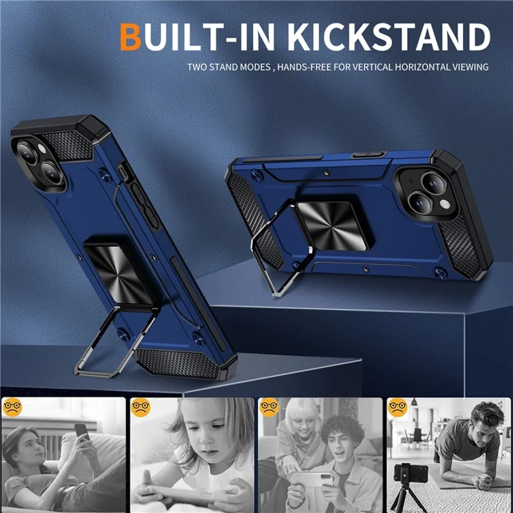 Bulk Purchasing For iPhone 15 Case Military Grade TPU+PC Shockproof Armour Phone Cover - Blue