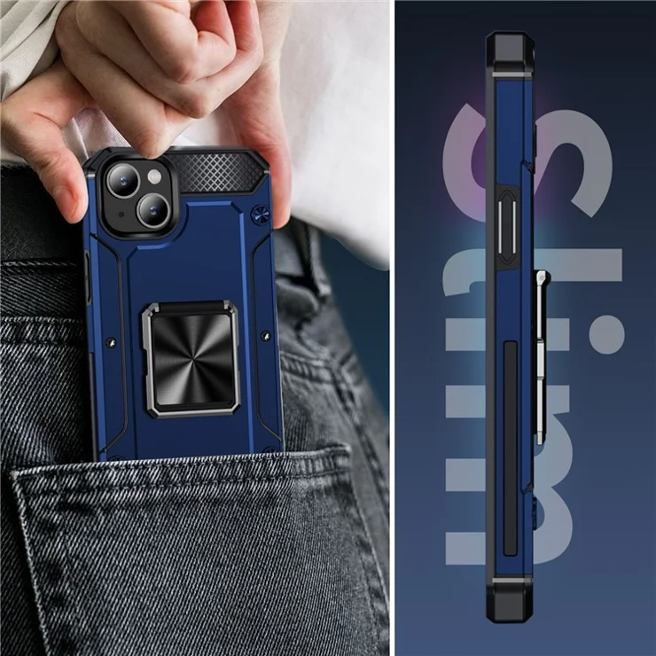 Bulk Purchasing For iPhone 15 Case Military Grade TPU+PC Shockproof Armour Phone Cover - Blue
