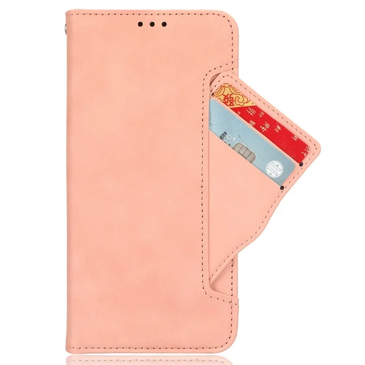 For Motorola Edge 50 Fusion 5G Case Multiple Card Holders Leather Flip Phone Cover - Pink