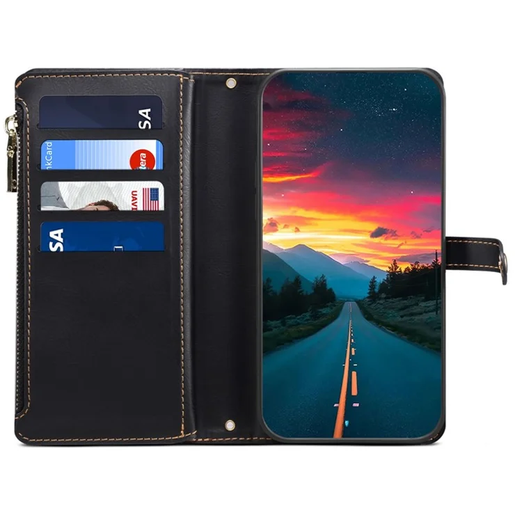 ESEBLE Galaxy Series For Motorola Edge 50 Fusion 5G Case RFID Blocking Leather Phone Cover - Black