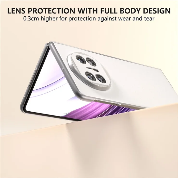 For Huawei Mate X5 Case Leather Coated PC Phone Cover with Clear Matte Edge - White