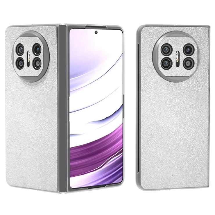 For Huawei Mate X5 Case Leather Coated PC Phone Cover with Clear Matte Edge - Silver