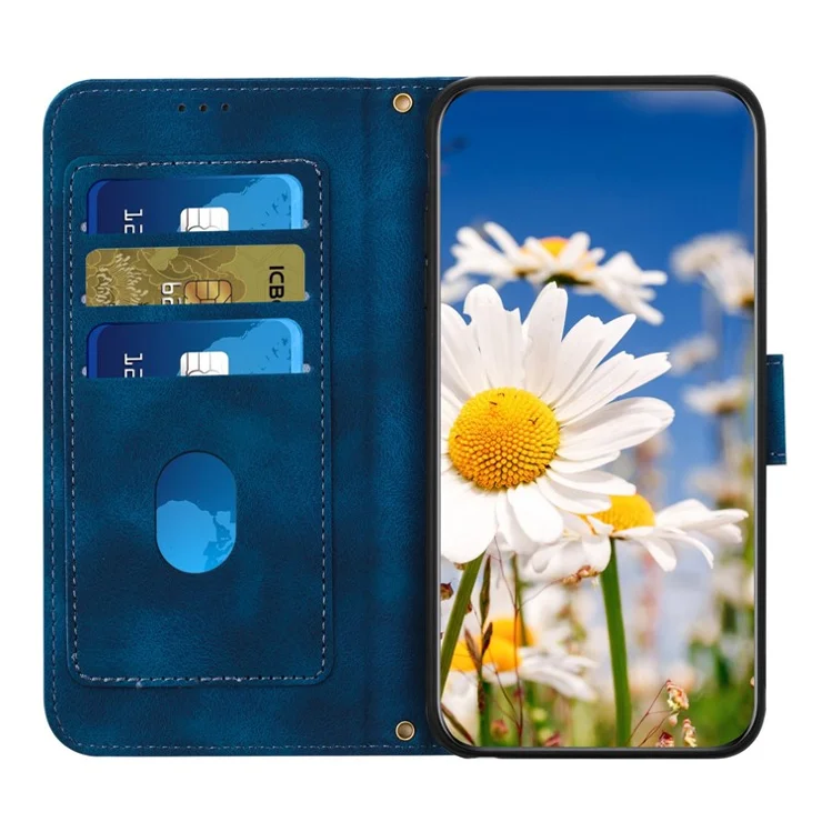 For Motorola Moto G54 5G Case Card Holder PU Leather Phone Cover Pattern Printed - Dark Blue