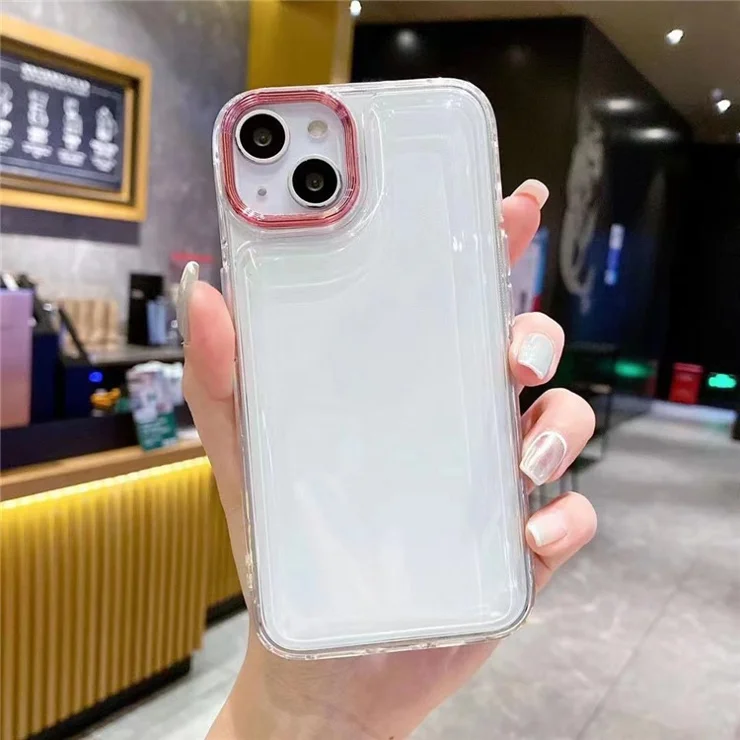 For iPhone 13 Case PC+TPU Phone Protective Cover Shockproof Air Cushion Transparent Phone Shell - White
