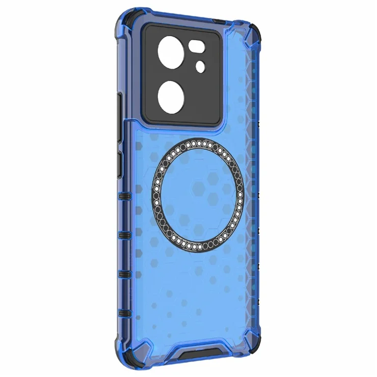 For Xiaomi Redmi K60 Ultra / 13T / 13T Pro Case Honeycomb TPU+PC Phone Cases Compatible with MagSafe - Blue