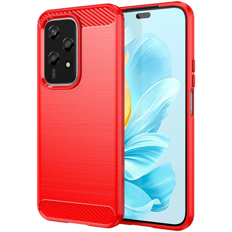 For Honor 200 Lite Carbon Fiber Texture Soft TPU Protective Phone Cover - Red