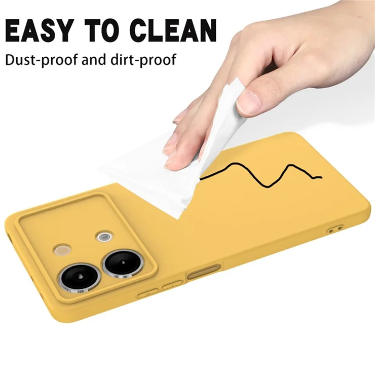 For Xiaomi Poco X6 Neo 5G / Redmi Note 13R Pro 5G Case Liquid Silicone Anti-Scratch Phone Cover with Strap - Yellow