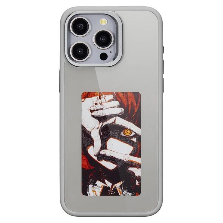 E Ink Case for iPhone 13 Pro Max 4-Color NFC Projection DIY Screen Display Phone Cover - Grey
