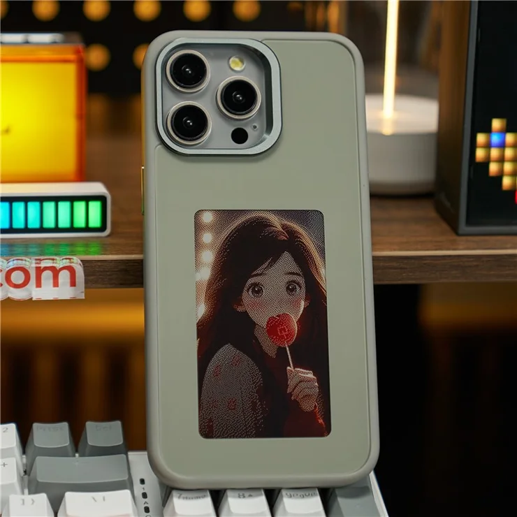 E Ink Phone Case for iPhone 13 / 14 Smart NFC Phone Case Photo, Black / White / Red / Yellow 4-Color - Grey