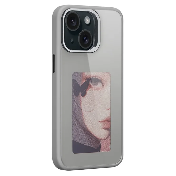 E Ink Phone Case for iPhone 13 / 14 Smart NFC Phone Case Photo, Black / White / Red / Yellow 4-Color - Grey