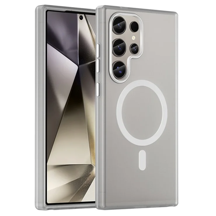 For Samsung Galaxy S24 Ultra Magnetic Case TPU + PC Slim Matte Translucent Phone Cover - White