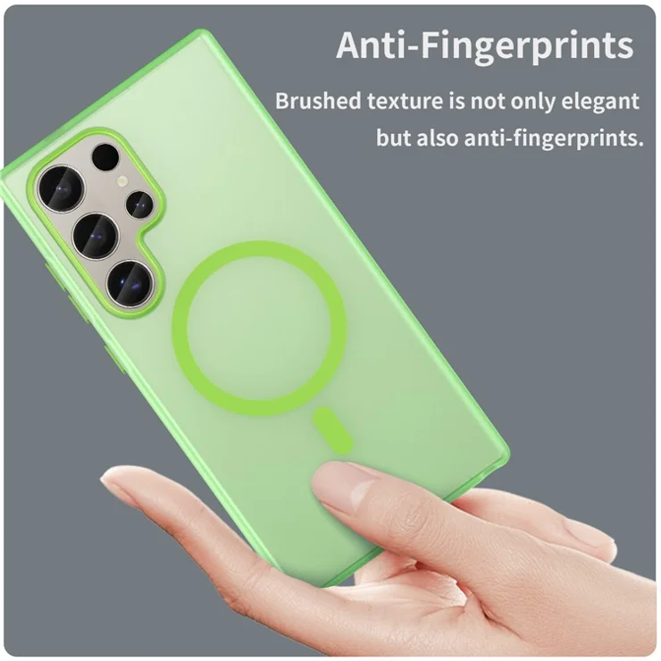 For Samsung Galaxy S24 Ultra Magnetic Case TPU + PC Slim Matte Translucent Phone Cover - Green