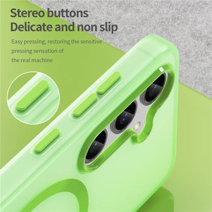 For Samsung Galaxy S25+ / S24+ Magnetic Case TPU + PC Translucent Frost Back Phone Cover - Green