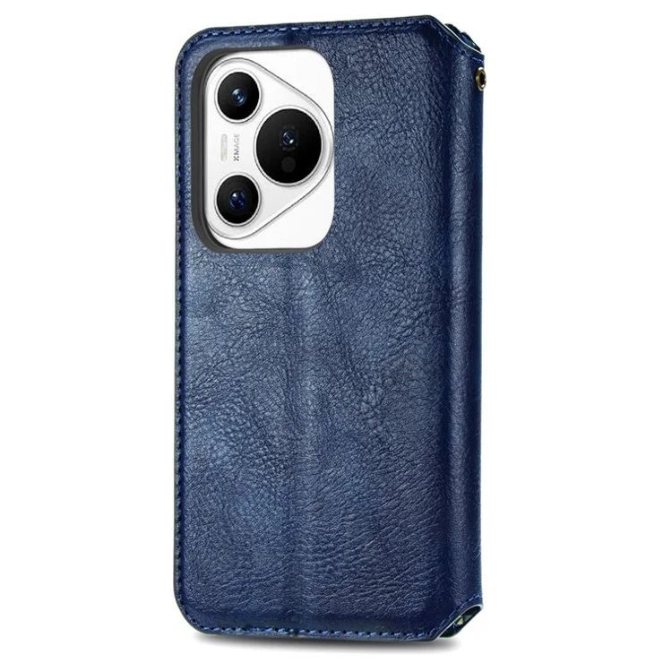 For Huawei Pura 70 PU Leather Case Rhombus Imprint Wallet Stand Phone Cover - Blue
