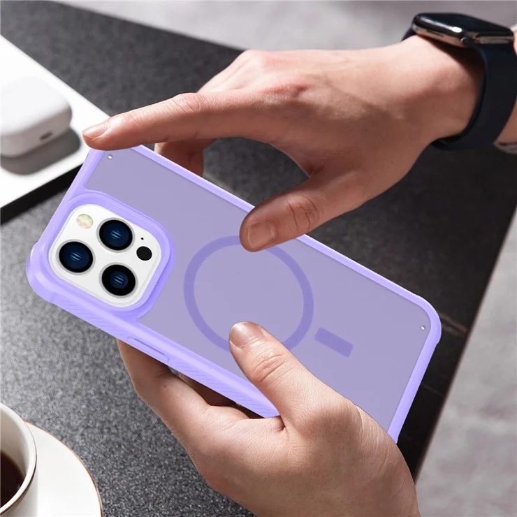GW20 For iPhone 13 Pro Max Matte Case Compatible with MagSafe TPU+PC Phone Cover - Light Purple