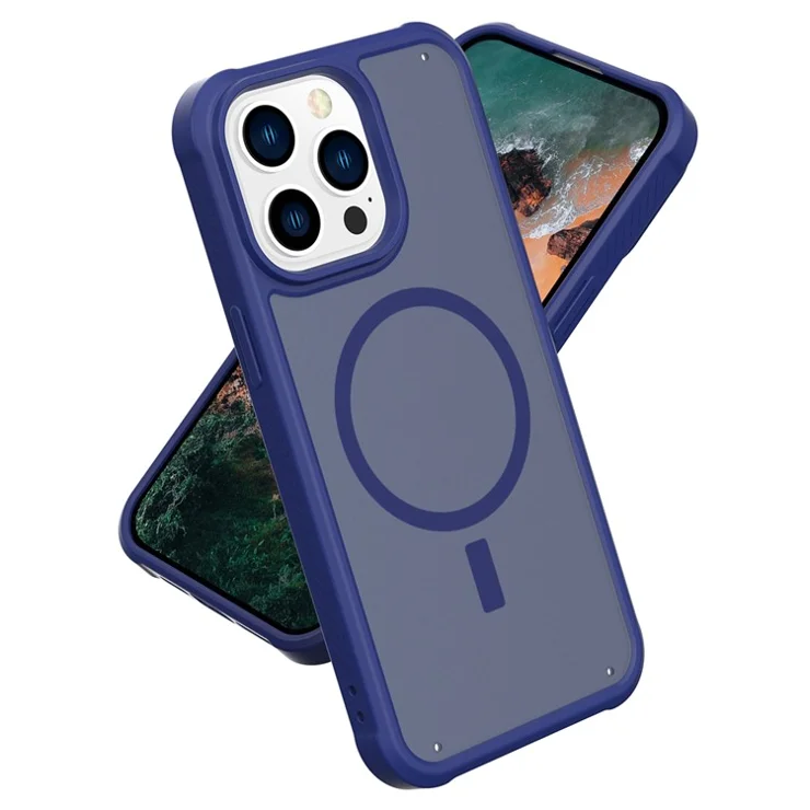 GW20 For iPhone 15 Pro Max Magnetic Case TPU+PC Matte Back Protective Phone Cover - Dark Blue