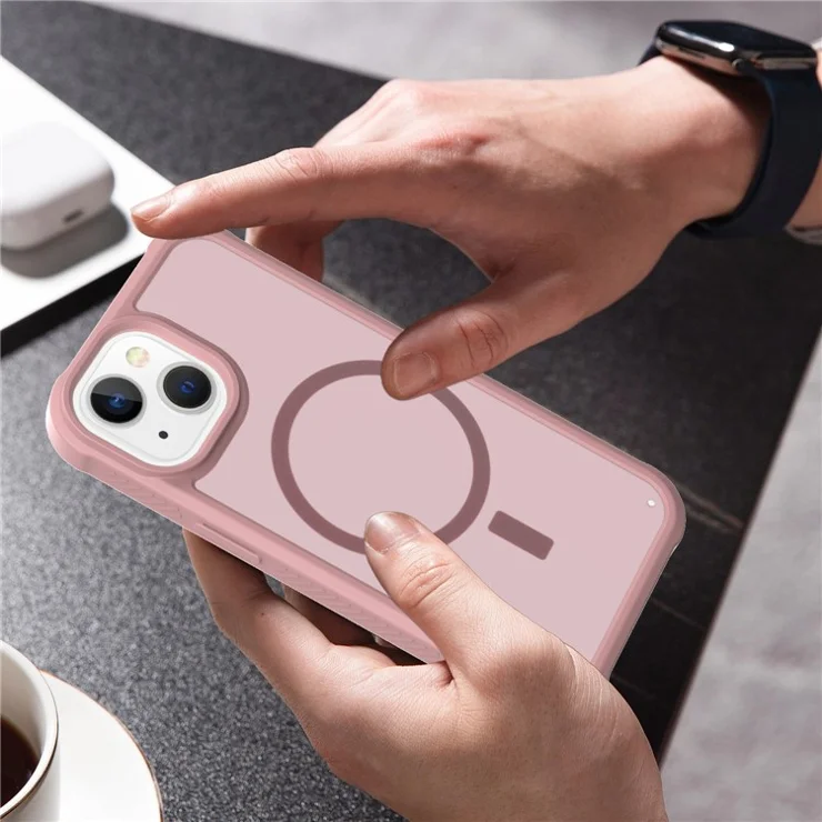 GW20 For iPhone 15 Case Compatible with MagSafe TPU+PC Skin-Friendly Touch Feeling Phone Cover - Light Pink