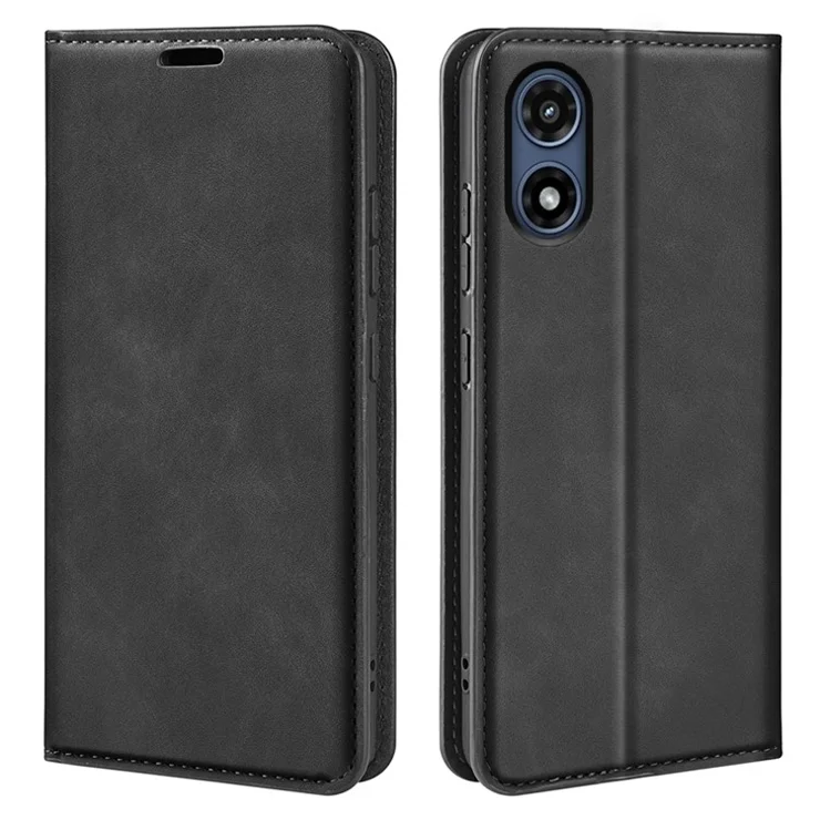 For Motorola Moto G Play (2024) 4G Case PU Leather Wallet Folio Flip Phone Cover - Black
