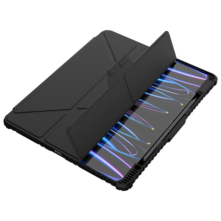 NILLKIN Bumper Leather Case Pro for iPad Pro 13 (2024) Tablet Cover Anti-Fall Auto Wake / Sleep Case - Black
