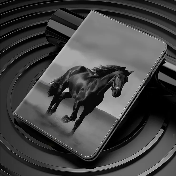 For Samsung Galaxy Tab S6 Lite (2020) / (2022) / (2024) Case Leather Tablet Cover Card Slots - Black Horse