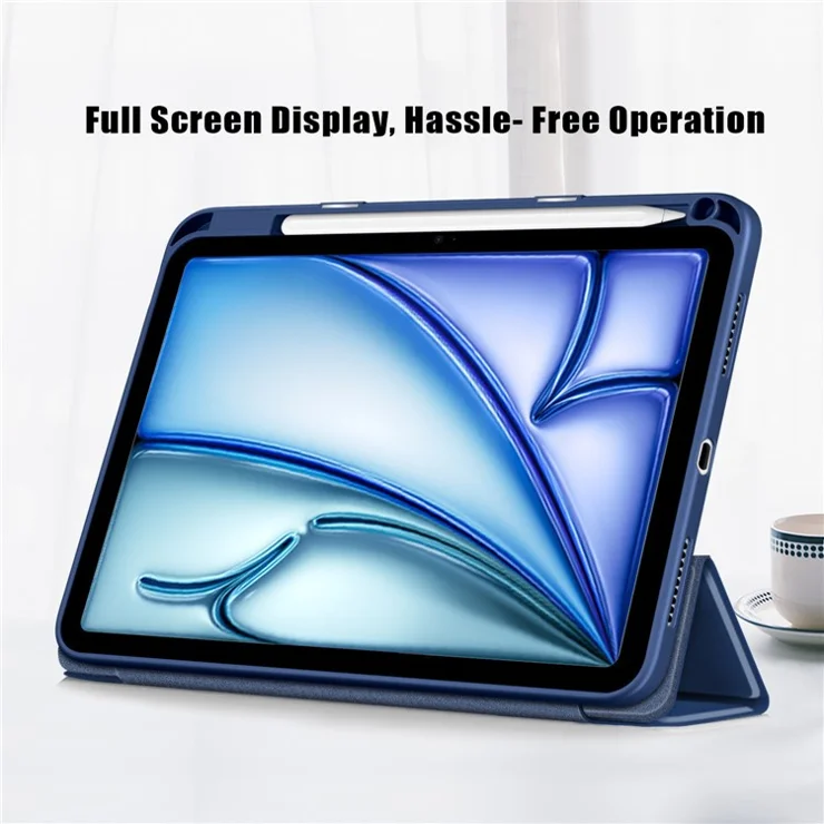 Leather Case Tri-Fold Stand For iPad Air 11 (2025) / (2024) / Air (2022) / (2020) / Pro 11 (2022) / (2021) / (2020) / (2018) - Dark Blue