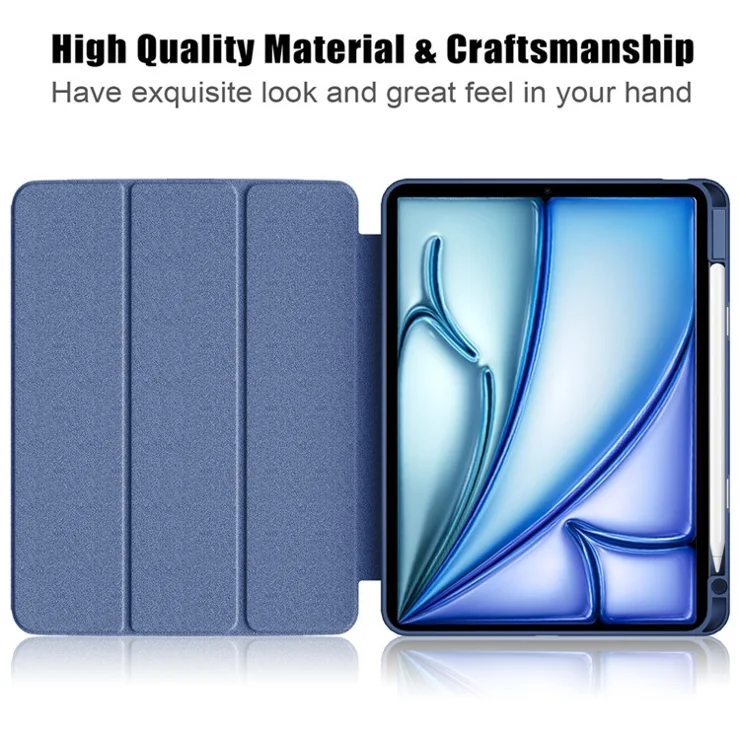 Leather Case Tri-Fold Stand For iPad Air 11 (2025) / (2024) / Air (2022) / (2020) / Pro 11 (2022) / (2021) / (2020) / (2018) - Dark Blue
