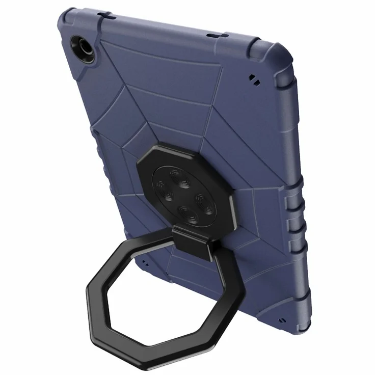 For Samsung Galaxy Tab A9+ Case Spider Style PC TPU Tablet Cover Kickstand Fidget Toys - Navy Blue+Black