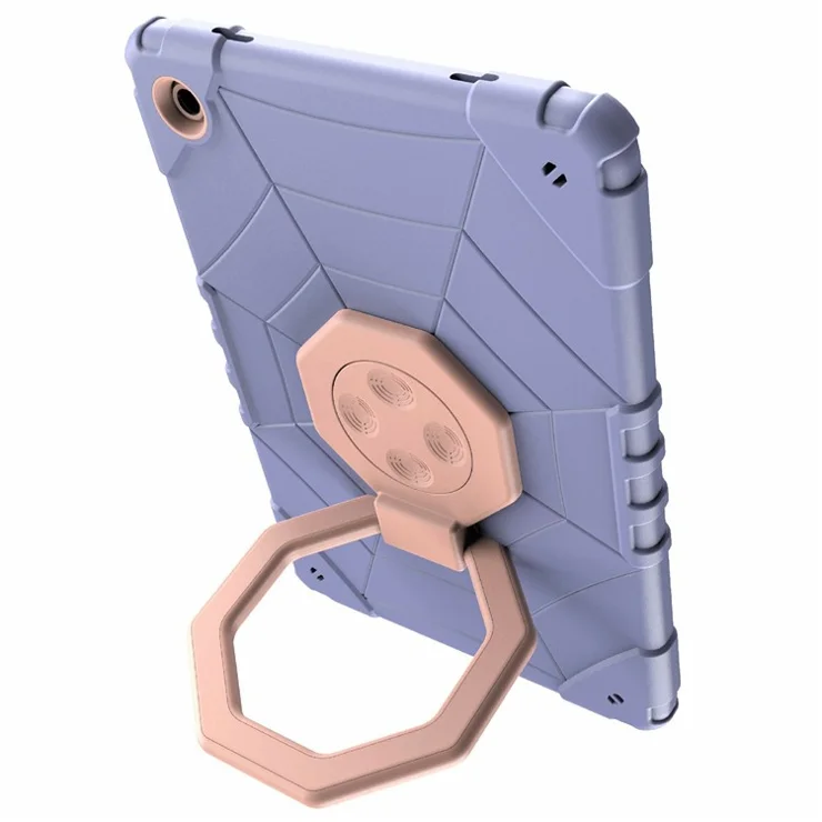 For Samsung Galaxy Tab A9+ Case Spider Style PC TPU Tablet Cover Kickstand Fidget Toys - Purple+Rose Gold