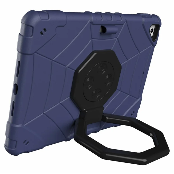 For iPad Air 2 / iPad Pro 9.7 inch (2016) / iPad 9.7-inch (2017) / (2018) Case Fidget PC+TPU Tablet Cover Spider Style - Navy Blue+Black