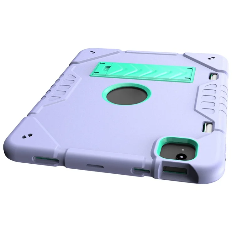 For iPad Air 11 (2025) / (2024) M2 Case Rugged Kickstand PC+TPU Tablet Cover with Pen Slot - Purple+Mint Green