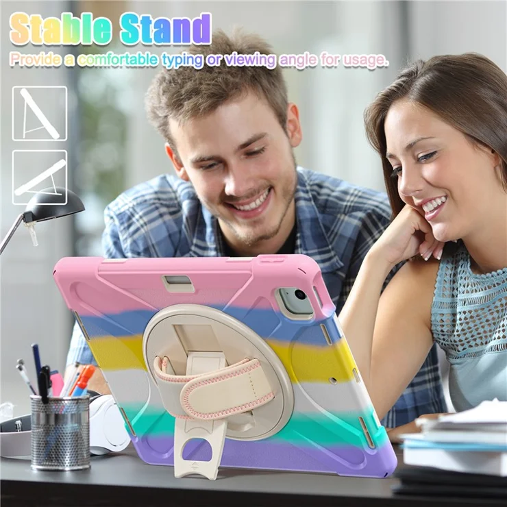 For iPad Air 13 (2025) / (2024) Case TPU+PC+Silicone Kickstand Anti-Drop Tablet Cover - Colorful Pink