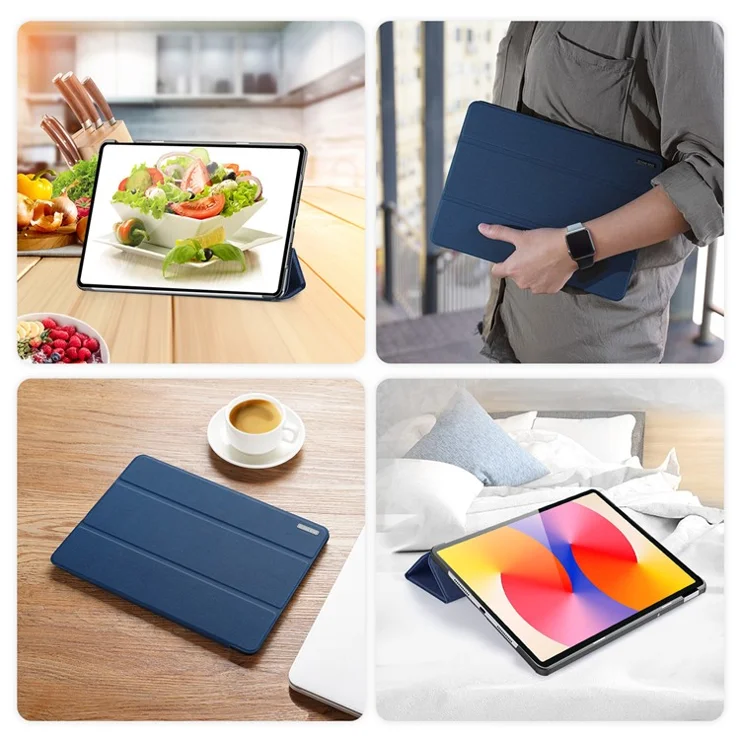 DUX DUCIS Domo Series for Huawei MatePad SE 11 Case Tri-fold Stand Leather Cover Auto Wake / Sleep - Blue